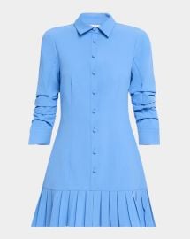 Lucilla Topstitched Pleated-Hem Mini Shirtdress at Neiman Marcus