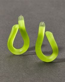 Lucite Twist Hoop Earring- Neon Yellow  at ALEXIS BITTAR