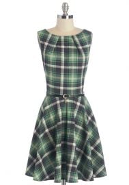 Luck Be a Lady Dress in Green Plaid at ModCloth