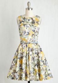 Luck Be a Lady Dress in Saffron Florals at ModCloth