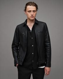 Luck Slim Front Zip Up Leather Jacket Black ALLSAINTS US at All Saints