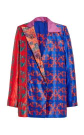 Lucky Asymmetric Patchwork Silk Blazer By Lisa Folawiyo at Moda Operandi