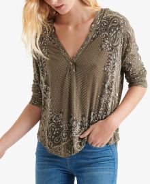 Lucky Brand Bandana-Print Henley Top   Reviews - Tops - Women - Macy s at Macys