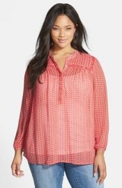 Lucky Brand Beaded Ditzy Print Top at Nordstrom