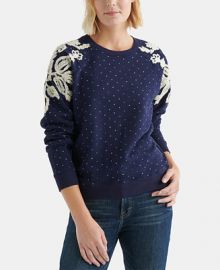 Lucky Brand Cotton Chenille-Patterned Polka-Dot Sweatshirt   Reviews - Tops - Women - Macy s at Macys