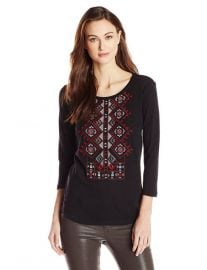 Lucky Brand Diamond Embroidered Top at Amazon