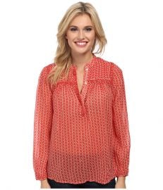 Lucky Brand Ditzy Peasant Top Red Multi at Zappos