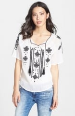 Lucky Brand Embroidered Cotton Peasant Top at Nordstrom