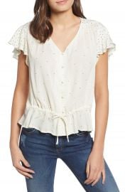 Lucky Brand It Girl Flutter Sleeve Top   Nordstrom at Nordstrom