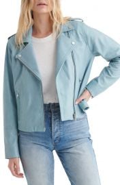 Lucky Brand Light Blue Leather Moto Jacket at Nordstrom