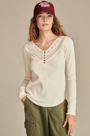 Lucky Brand Long Sleeve Trim Mix Henley in Cream at Lucky Brand