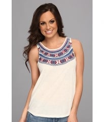 Lucky Brand Madera Embroidered Tank Oatmeal at 6pm