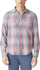 Lucky Brand Men39s Indigo Plaid Western Long Sleeve Shirt X-Large at Mens Clothing store at Amazon