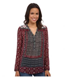 Lucky Brand Mix Borderprinted Peasant Red Multi at Zappos