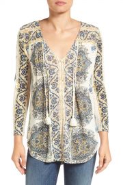 Lucky Brand Placed Print V-neck Blouse at Nordstrom Rack