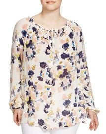 Lucky Brand Plus Floral Print Keyhole Blouse at Bloomingdales