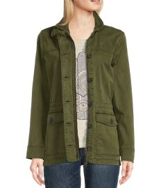 Lucky Brand Point Collar Long Sleeve Drawstring Waist Patch Pocket Button Front Utility Jacket Dillardx27s at Dillards