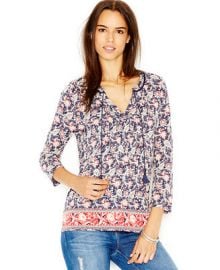 Lucky Brand Printed Tassel-Tie Top at Macys