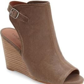 Lucky Brand Shoes Lucky Brand Taupe Risza Open Toe Wedge Booties Poshmark at Poshmark