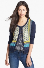 Lucky Brand Simoni Scarf Print Front Cardigan at Nordstrom