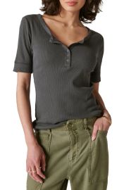 Lucky Brand Snap Front Short Sleeve Cotton Rib Henley at Nordstrom Rack