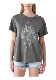 Lucky Brand Spiritual Boyfriend Cotton Graphic Tee in Plum Kitten at Belk