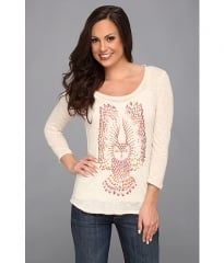 Lucky Brand Studded Owl Tee Heather Oatmeal at Zappos