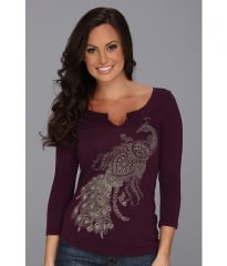 Lucky Brand Studded Peacock Tee Potent Purple at Zappos