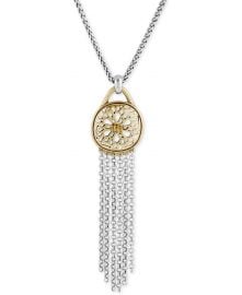 Lucky Brand Two Tone Pave Fringe Pendant Necklace at Macys