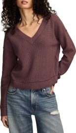 Lucky Brand Waffle Knit V Neck Sweater in Flint at Nordstrom Rack
