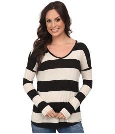 Lucky Brand Wide Stripe Top Black Stripe at Zappos