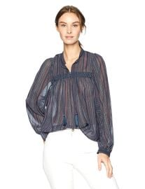 Lucky Brand Women s Border Print Peasant Top in Multi at Amazon