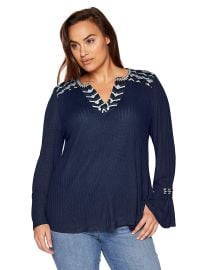 Lucky Brand Women s Plus Size Drop Needle Embroidered Top at Amazon