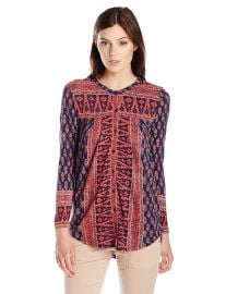 Lucky Brand Women s Woodblock Printed Top at Amazon