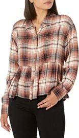 Lucky Brand Women39s Plaid Western Babydoll Shirt at Womens Clothing store at Amazon