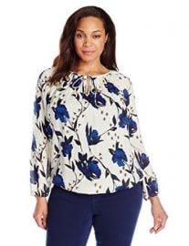 Lucky Brand Womenand39s Plus-Size Floral Peasant Top at Amazon