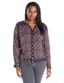 Lucky Brand Womenand39s Plus-Size Ikat Geo Top at Amazon