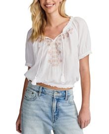 Lucky Brand Womens Embroidered Cotton Peasant Top - Macys at Macys