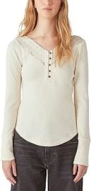 Lucky Brand Womenx27s Long Sleeve Trim Mix Henley Cream X-Small at Womens Clothing store at Amazon