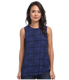 Lucky Brand Zig Zag Print Top Blue Multi at Zappos