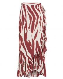 Lucky Wrap Zebra Midi Skirt at Intermix