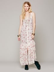 Lucy Button Front Maxi Slip at Free People