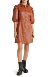 Lucy Paris Faux Leather Short Sleeve Shirtdress at Nordstrom Rack