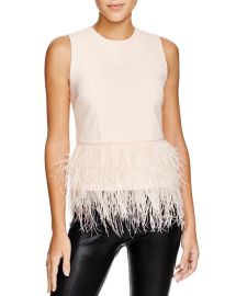 Lucy Paris Feather Trim Top - Bloomingdaleand039s Exclusive in nude at Bloomingdales