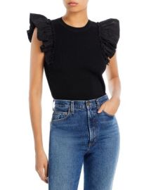 Lucy Paris Ribbed Knit Flutter Sleeve Top Bloomingdales at Bloomingdales