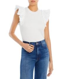 Lucy Paris Ribbed Knit Flutter Sleeve Top Bloomingdales at Bloomingdales