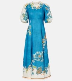 Luda floral linen midi dress at Mytheresa