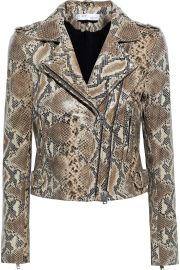 Luiga snake-effect leather biker jacket at The Outnet