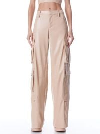 Luis Vegan Leather Cargo Pant In Almond Alice And Olivia at Alice + Olivia