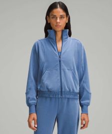 Lululemon Brushed Softstreme Funnel Neck Zip Up in Pitch Blue at Lululemon